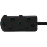 Switched 5m SBS Extension Cable/Cord/Lead Multiplug Light Duty - Black