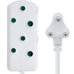 Switched 5m SBS Extension Cable/Cord/Lead Multiplug - Light Duty -White