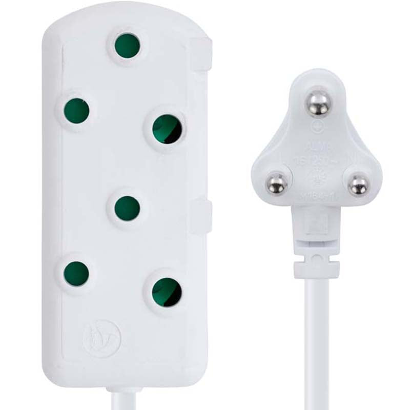 Switched 20m SBS Extension Cable/Cord/Lead Multiplug Heavy Duty - White