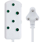 Switched 3m SBS Extension Cable/Cord/Lead Multiplug Heavy Duty - White