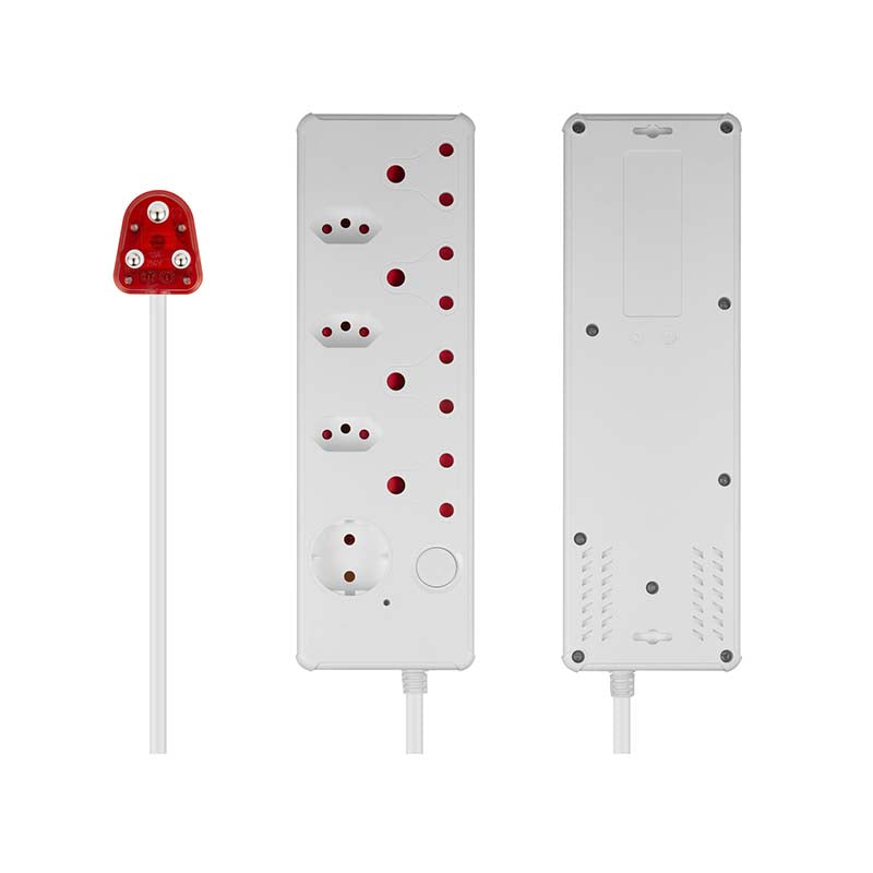 Switched 8-Way High Surge Multiplug 0.5m - White