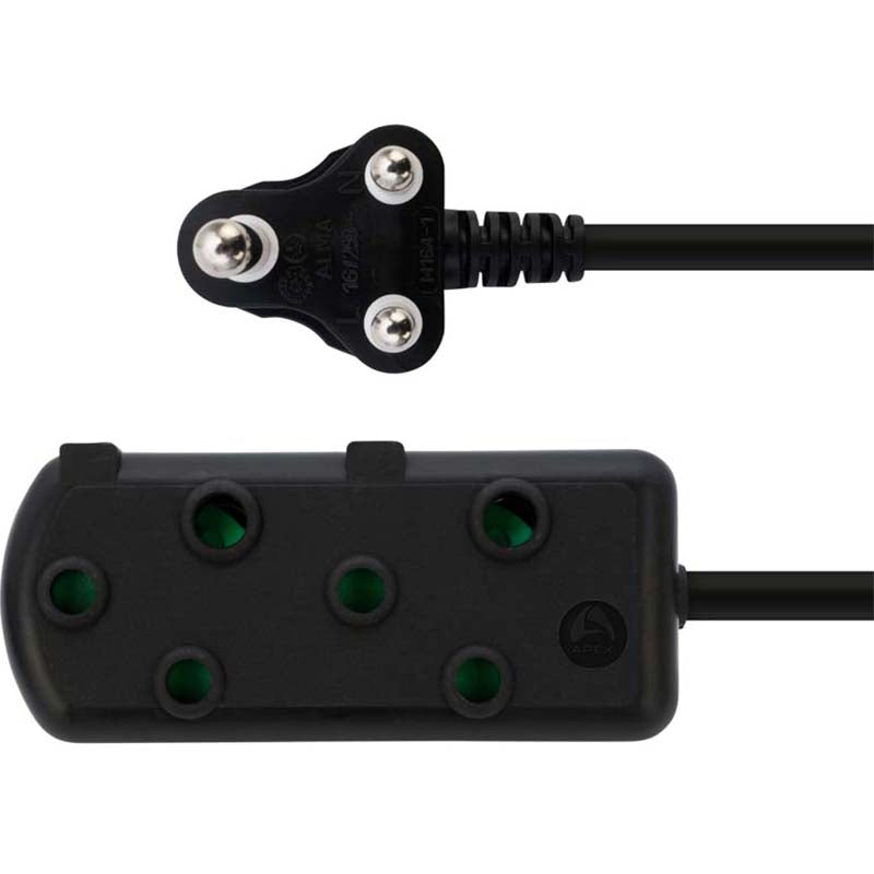 Switched 10m SBS Extension Cable/Cord/Lead Multiplug Heavy Duty - Black