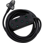 Switched 10m SBS Extension Cable/Cord/Lead Multiplug Heavy Duty - Black