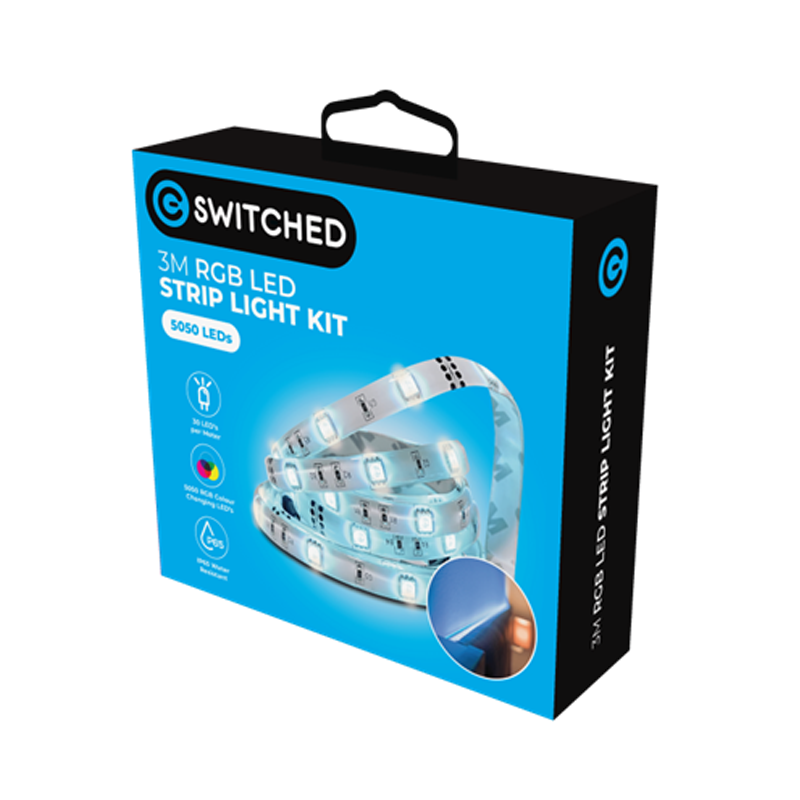 Switched 3M RGB LED Strip Light Kit - White