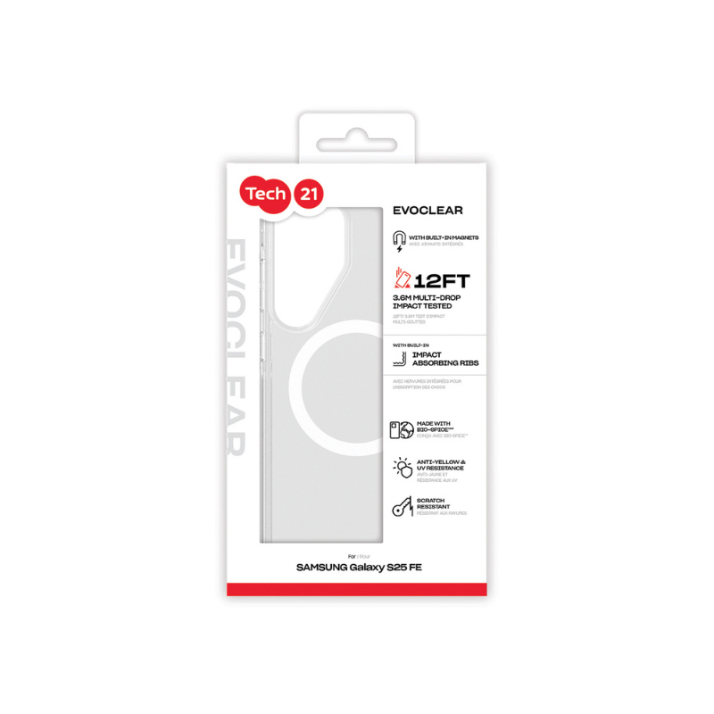 Tech21 EvoClear + Magnet Case Samsung Galaxy S25 FE - Clear - Clear