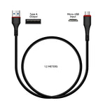 Toni Braided Micro USB 1.2m Charge & Sync Cable - Black