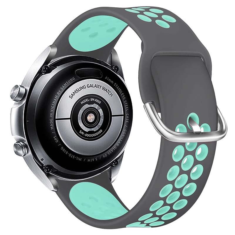 Toni Silicone Buckle Watch Strap 20mm - Grey/Turquoise