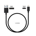 Toni Fast Charging USB to Apple Lightning 1.2m Cable - Black - Black