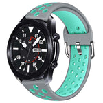 Toni Silicone Buckle Watch Strap 20mm - Grey/Turquoise - Grey