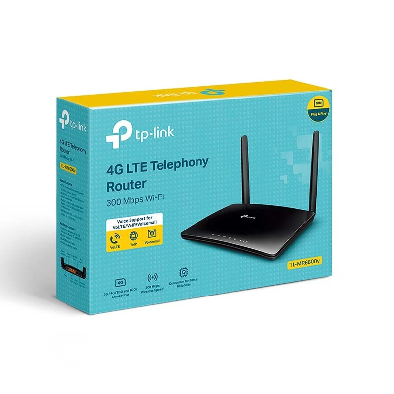 TP-Link TL-MR6500V 300Mbps Wireless N 4G LTE Router + Voip - Black