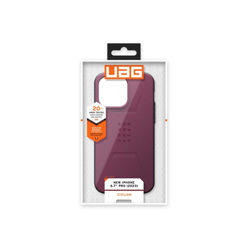 UAG Apple iPhone 15 Pro Max Civilian Magsafe FE Case - Bordeaux - Black / Red