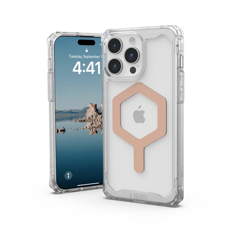 UAG Apple iPhone 15 Pro Max Plyo Magsafe FE Case - Ice / Rose Gold - Clear / Rose Gold