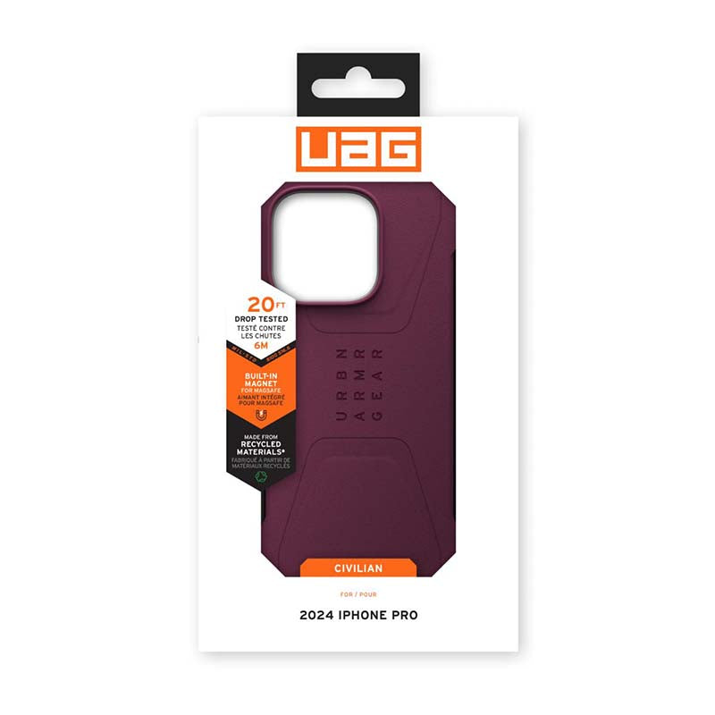 UAG Apple iPhone 16 Pro Civilian MagSafe Case - Bordeaux - Purple