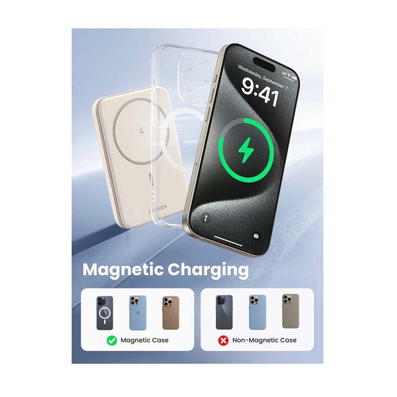 UGreen Magnetic Wireless Power Bank 5000mAh - White