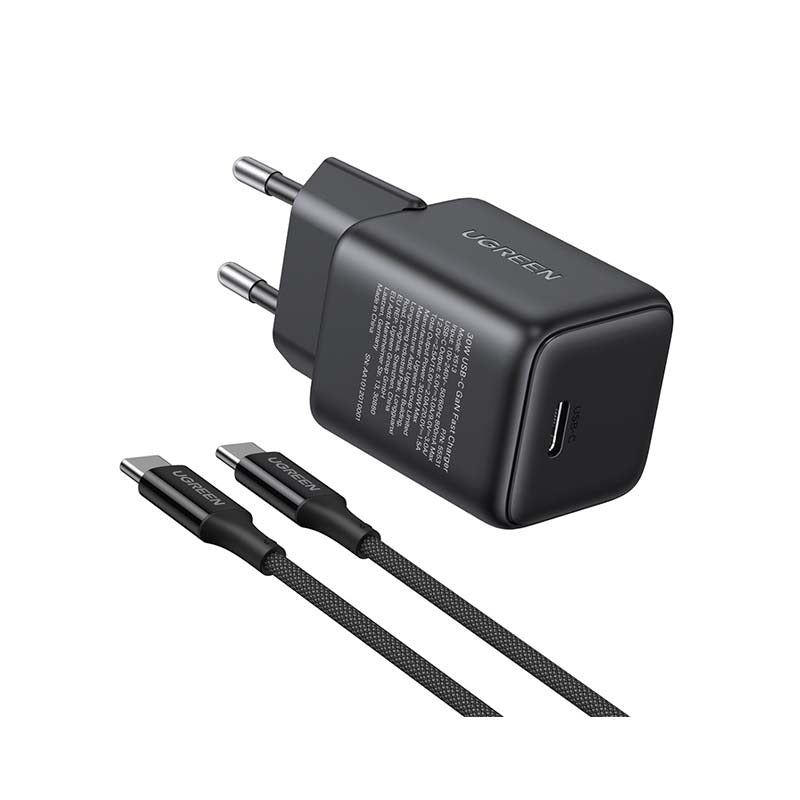 UGREEN 1 Port 30W PD Wall Charger With Cable - Black - Black