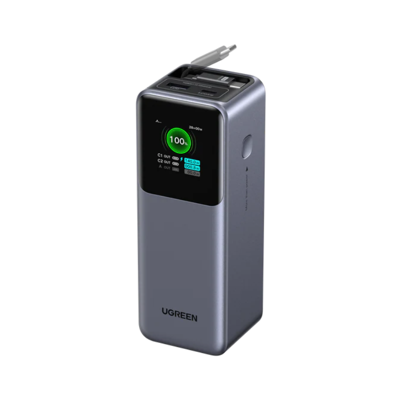 UGREEN 20000mAh Power Bank With Retractable Cable 165W – Grey - Grey