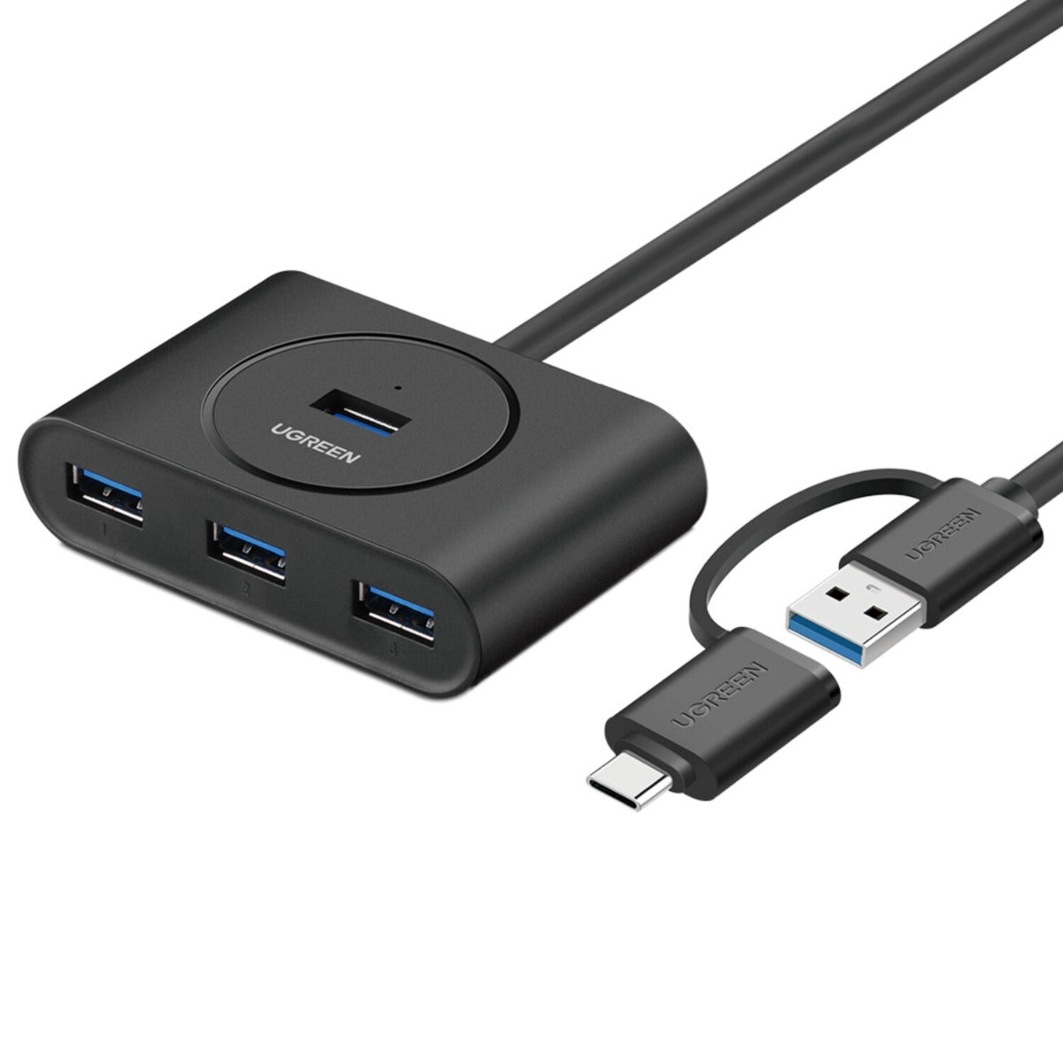 UGREEN 4-Port USB 3.0 Hub with Micro USB | 5Gbps Data Transfer - 0.5m - Black