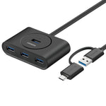 UGREEN 4-Port USB 3.0 Hub with Micro USB | 5Gbps Data Transfer - 1m - Black