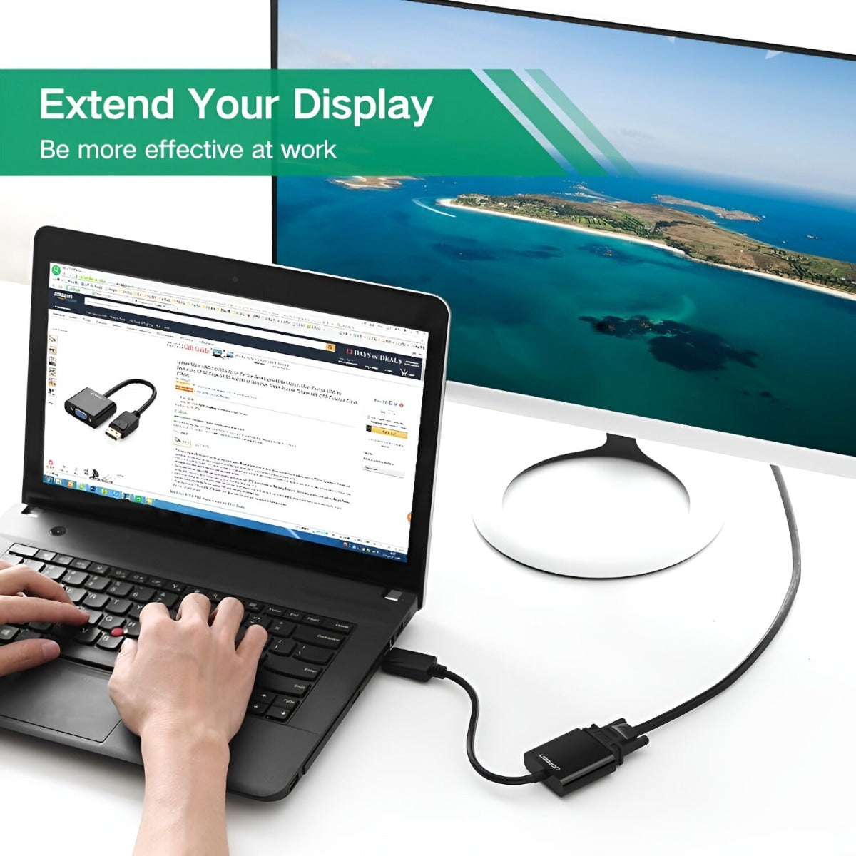 UGREEN DisplayPort Male to VGA Female Converter - Black