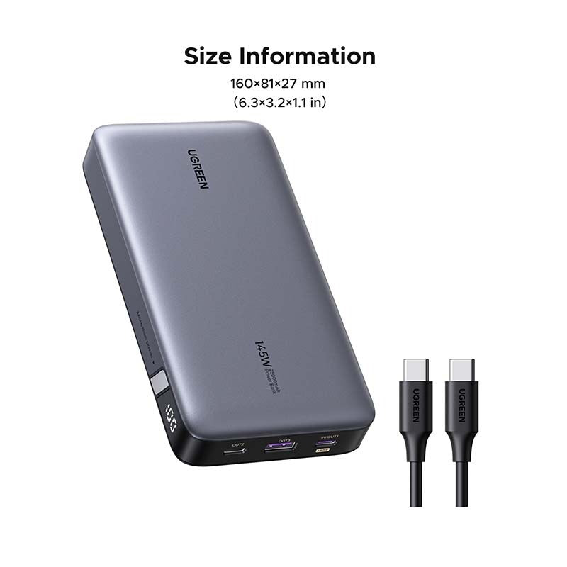 UGreen PD 25000mAh Power Bank 145W - Grey - Grey