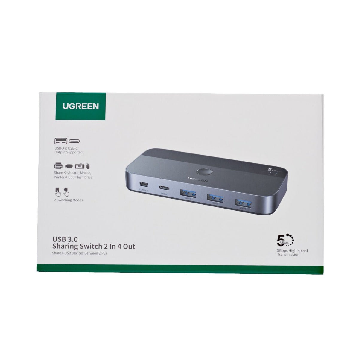 UGREEN Sharing Switch Box 2-in-4 Out - Black