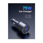 UGreen Trio PD Car Charger 75W - Space Grey - Space Grey