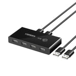 UGREEN USB 3.0 4-Port Switch Box & 1.5M USB Cables - Black