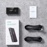 UGREEN USB 3.0 4-Port Switch Box & 1.5M USB Cables - Black