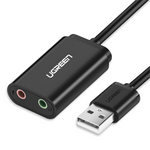 UGREEN USB To 3.5mm External Stereo Sound Adapter - Black - Black