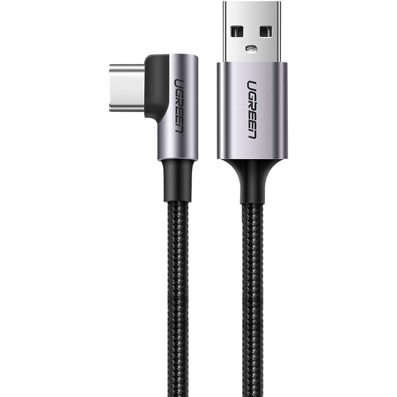 UGREEN USB To Type C Right Angle Braided Cable 1M - Grey - Grey