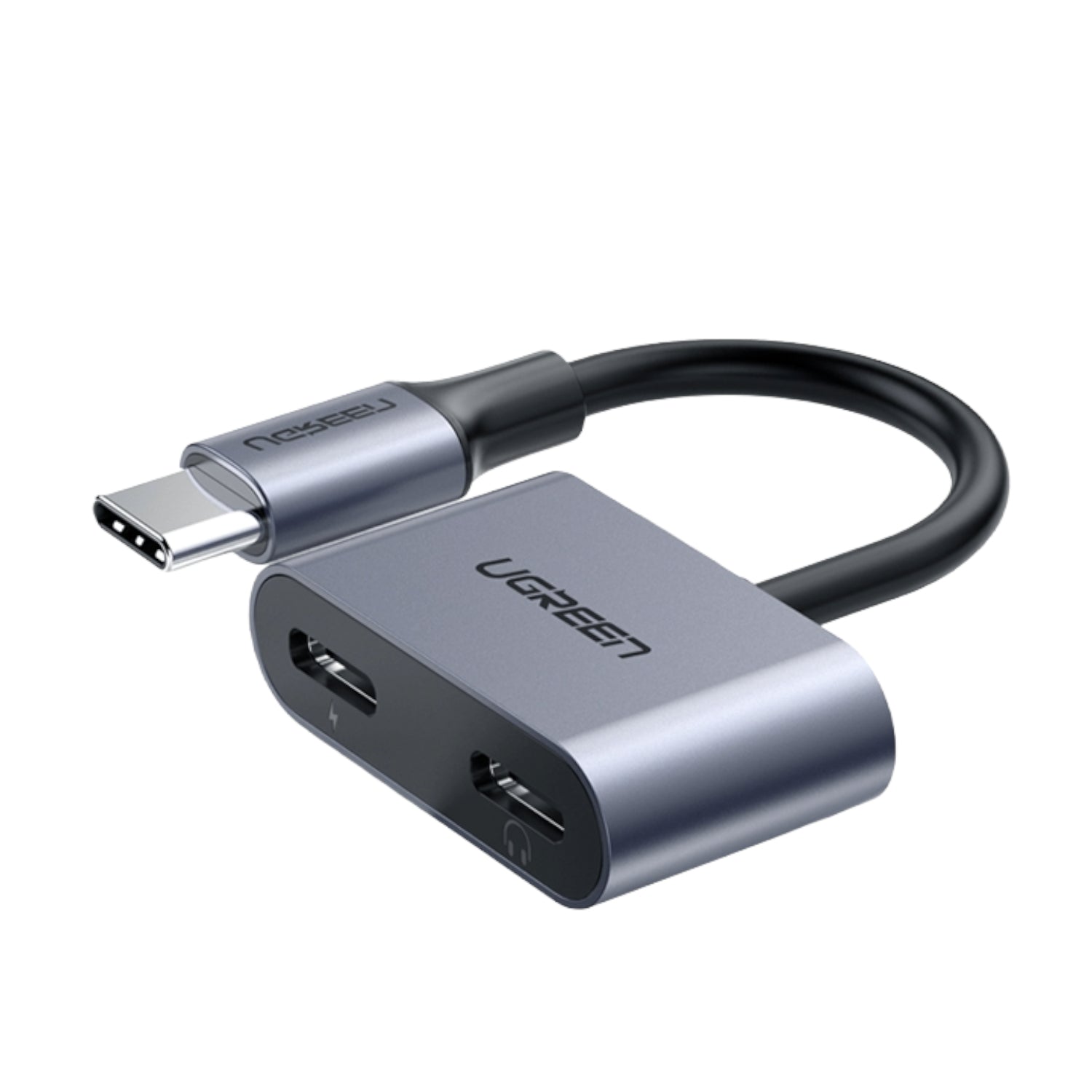 UGREEN USB Type-C Dual Audio and Charging Adapter (15W PD 2-in-1 Splitter) - Grey