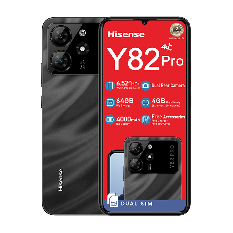 Unboxed Hisense Y82 Pro 4G Dual Sim 64GB Network Locked - Black - Black