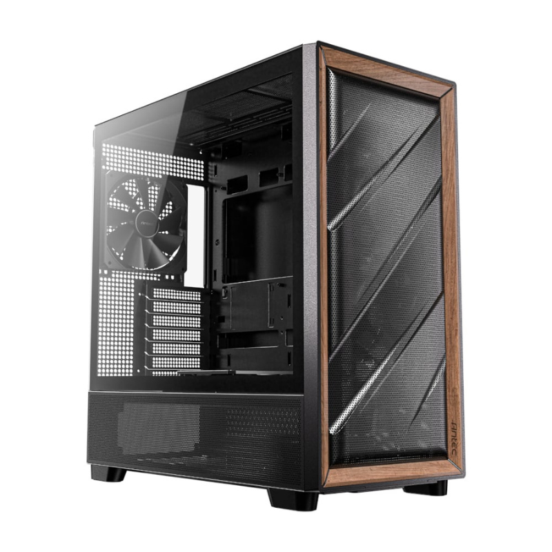 Antec FLUX ATX WOOD Mid Tower Gaming Chassis Black