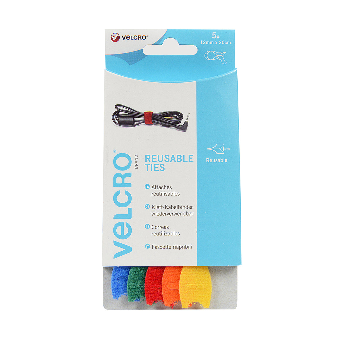 Velcro ‚  Brand Reusable Ties 12Mm X 20Cm Multi