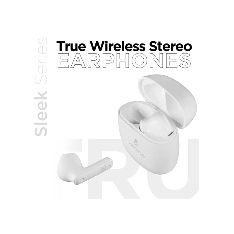 Volkano Sleek Series True Wireless Earphones - White