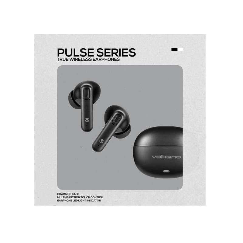 Volkano Pulse Series True Wireless Earphones with Charging Case - Black