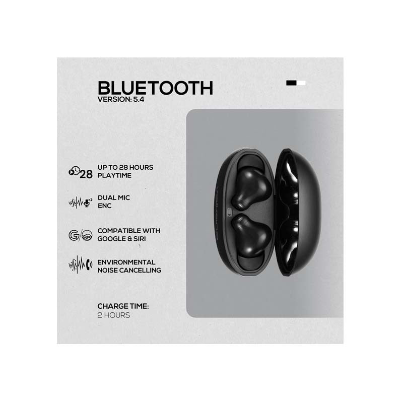 Volkano Pulse Series True Wireless Earphones with Charging Case - Black