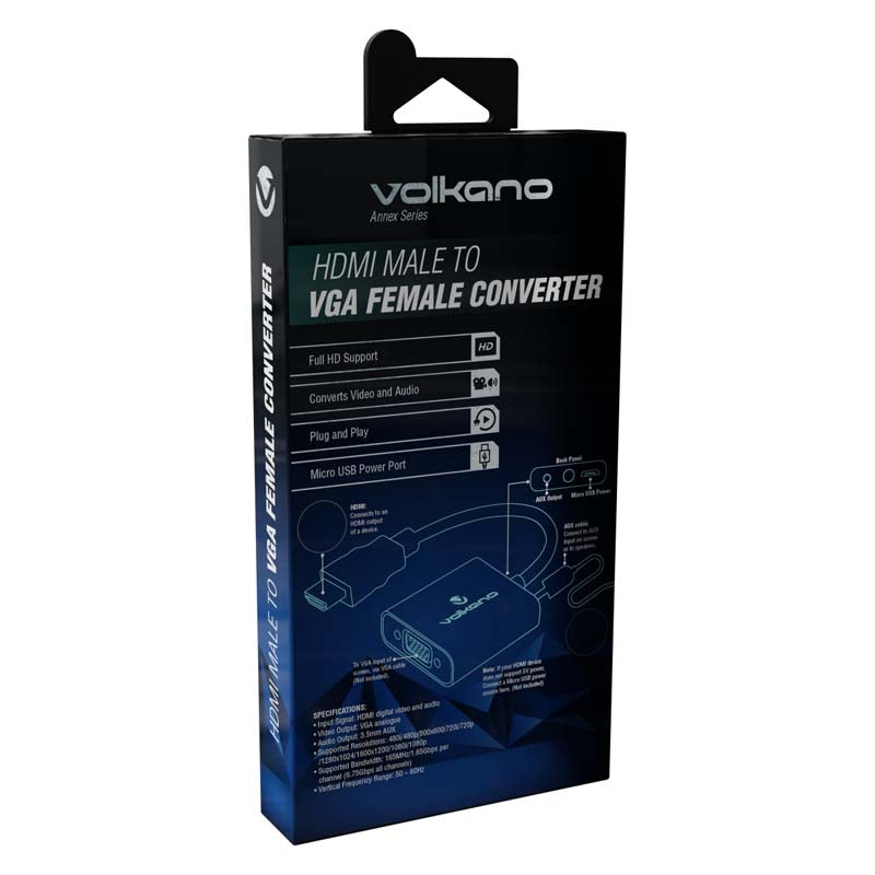 Volkano Annex Series HDMI Male to VGA Female Converter 10cm Cable with Sound