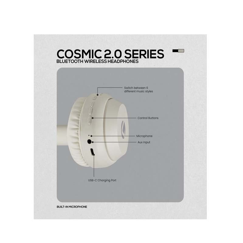 Volkano Cosmic 2.0 Series Bluetooth Headphones - Nude