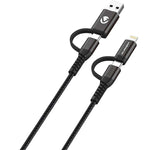 Volkano Weave Series 4 in 1 Charge & Data Cable - Black
