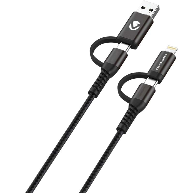 Volkano Weave Series 4 in 1 Charge & Data Cable - Black