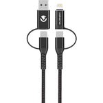 Volkano Weave Series 4 in 1 Charge & Data Cable - Black