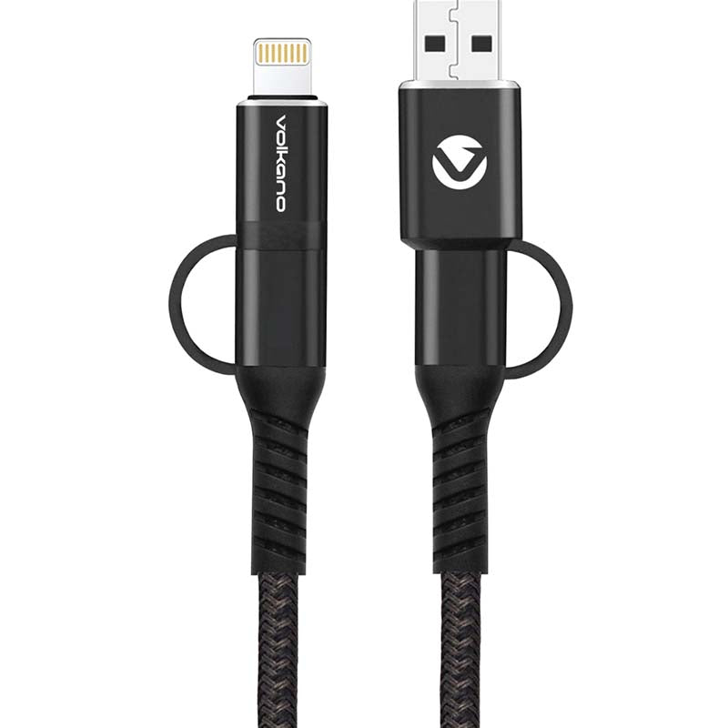 Volkano Weave Series 4 in 1 Charge & Data Cable - Black