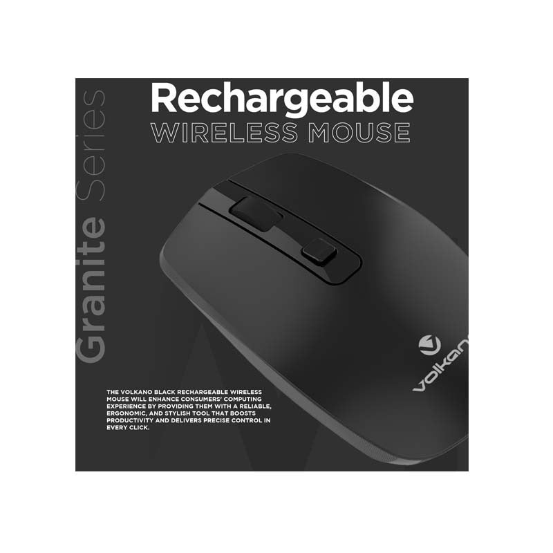 Volkano Granite Series Rechargeable Wireless Mouse - Black