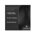 Volkano Granite Series Rechargeable Wireless Mouse - Black