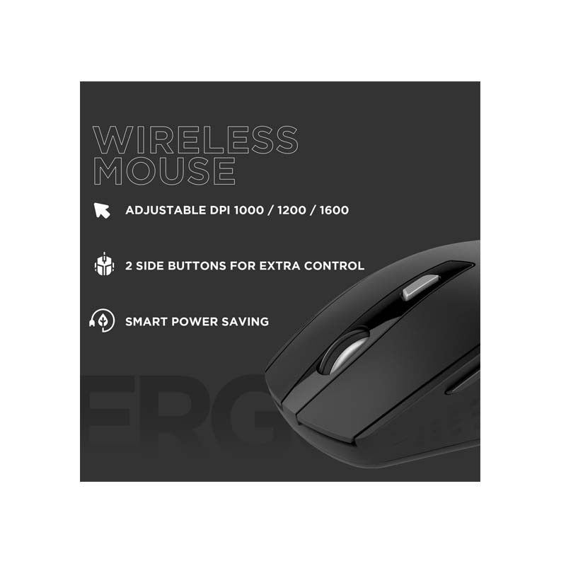 Volkano Chrome Series 2.4Ghz Wireless Ergonomic Mouse - Black