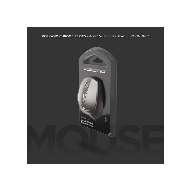 Volkano Chrome Series 2.4Ghz Wireless Ergonomic Mouse - Black