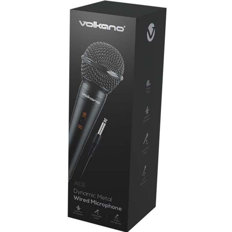 Volkano Ace Series Metal Wired Dynamic Vocal Microphone - Black