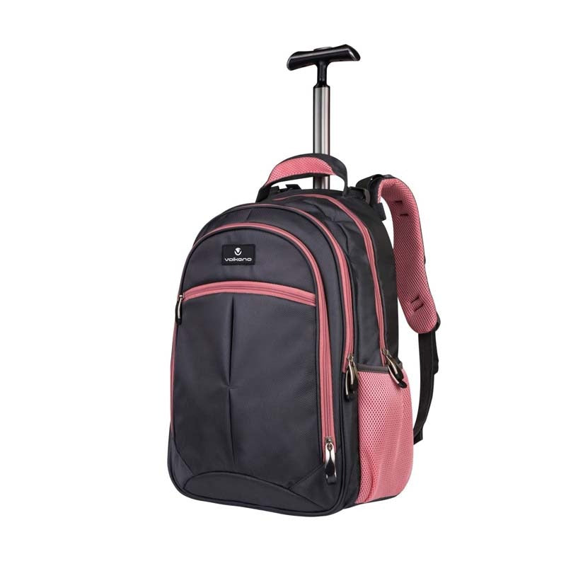 Volkano Orthopaedic Trolley Backpack - Dark Grey / Pink