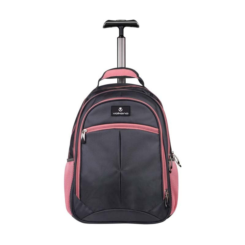 Volkano Orthopaedic Trolley Backpack - Dark Grey / Pink - Pink / Grey